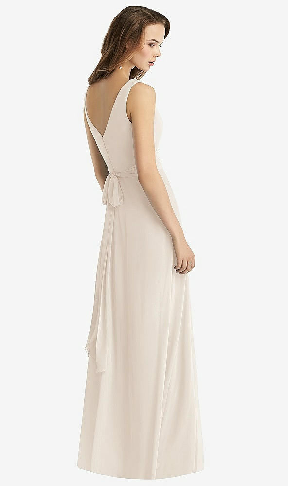 Back View - Oat Sleeveless V-Neck Chiffon Wrap Dress