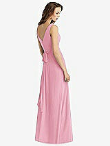 Rear View Thumbnail - Peony Pink Sleeveless V-Neck Chiffon Wrap Dress