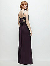 Alt View 1 Thumbnail - Aubergine Tie-Back Cutout Trumpet Gown with Front Slit