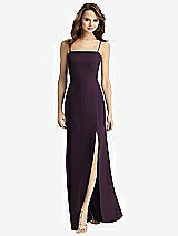 Alt View 2 Thumbnail - Aubergine Tie-Back Cutout Trumpet Gown with Front Slit