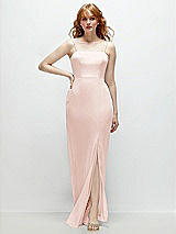 Front View Thumbnail - Blush Tie-Back Cutout Trumpet Gown with Front Slit