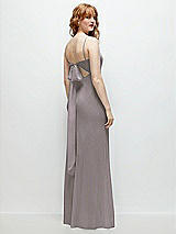 Alt View 1 Thumbnail - Cashmere Gray Tie-Back Cutout Trumpet Gown with Front Slit