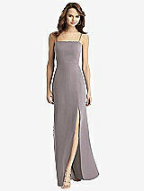 Alt View 2 Thumbnail - Cashmere Gray Tie-Back Cutout Trumpet Gown with Front Slit