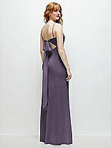 Alt View 1 Thumbnail - Lavender Tie-Back Cutout Trumpet Gown with Front Slit