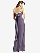 Alt View 3 Thumbnail - Lavender Tie-Back Cutout Trumpet Gown with Front Slit