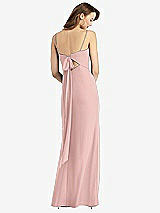 Front View Thumbnail - Rose - PANTONE Rose Quartz Tie-Back Cutout Trumpet Gown with Front Slit