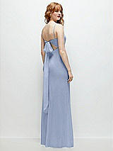 Alt View 1 Thumbnail - Sky Blue Tie-Back Cutout Trumpet Gown with Front Slit