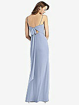 Alt View 3 Thumbnail - Sky Blue Tie-Back Cutout Trumpet Gown with Front Slit