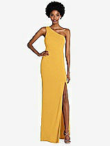 Front View Thumbnail - NYC Yellow One-Shoulder Chiffon Trumpet Gown