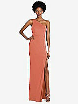 Front View Thumbnail - Terracotta Copper One-Shoulder Chiffon Trumpet Gown