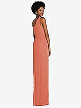 Rear View Thumbnail - Terracotta Copper One-Shoulder Chiffon Trumpet Gown