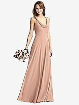 Front View Thumbnail - Pale Peach Cowl Neck Criss Cross Back Maxi Dress