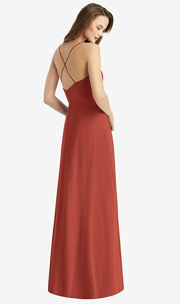 Back View - Amber Sunset Cowl Neck Criss Cross Back Maxi Dress