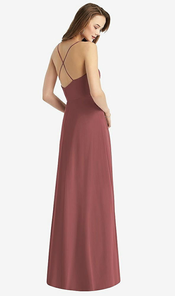 Back View - English Rose Cowl Neck Criss Cross Back Maxi Dress