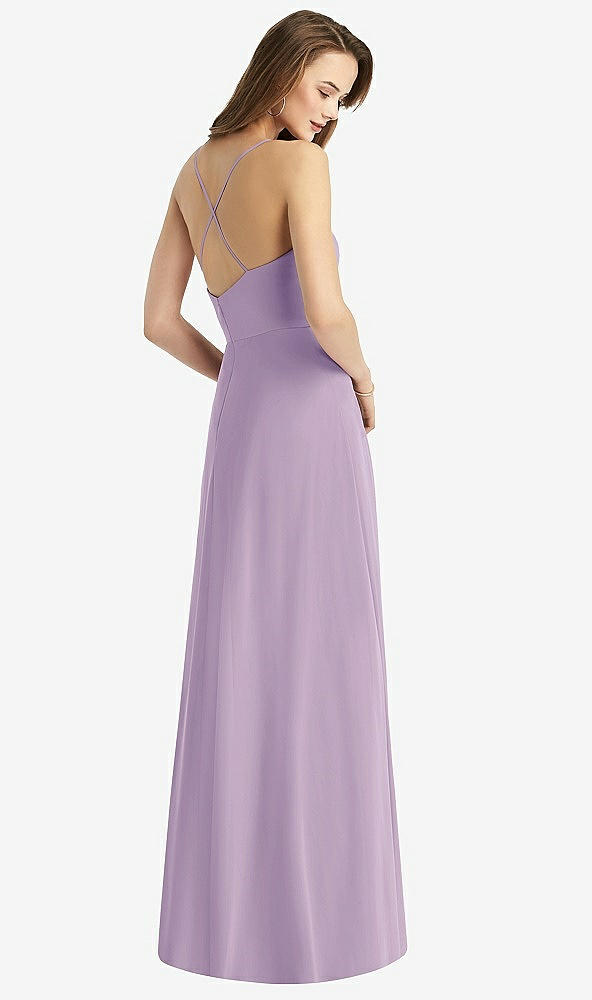 Back View - Pale Purple Cowl Neck Criss Cross Back Maxi Dress