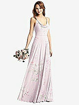 Front View Thumbnail - Watercolor Print Cowl Neck Criss Cross Back Maxi Dress