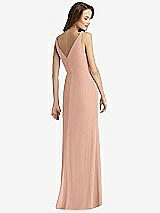 Rear View Thumbnail - Pale Peach Sleeveless V-Back Long Trumpet Gown