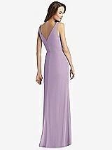 Rear View Thumbnail - Pale Purple Sleeveless V-Back Long Trumpet Gown