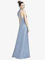 Front View Thumbnail - Cloudy High-Neck Cutout Satin Dress with Pockets