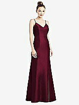 Rear View Thumbnail - Cabernet Open-Back Bow Tie Satin Trumpet Gown