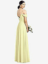 Rear View Thumbnail - Butter Yellow Cold-Shoulder V-Back Chiffon Maxi Dress