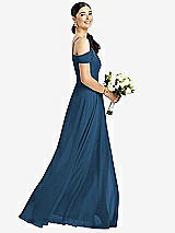 Alt View 1 Thumbnail - Dusk Blue Cold-Shoulder V-Back Chiffon Maxi Dress