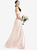 Alt View 1 Thumbnail - Blush Cold-Shoulder V-Back Chiffon Maxi Dress