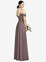 Rear View Thumbnail - French Truffle Cold-Shoulder V-Back Chiffon Maxi Dress