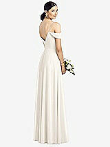 Rear View Thumbnail - Ivory Cold-Shoulder V-Back Chiffon Maxi Dress