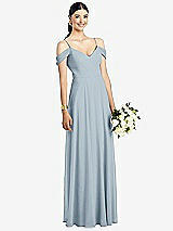 Front View Thumbnail - Mist Cold-Shoulder V-Back Chiffon Maxi Dress