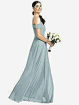 Alt View 1 Thumbnail - Morning Sky Cold-Shoulder V-Back Chiffon Maxi Dress