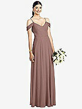 Front View Thumbnail - Sienna Cold-Shoulder V-Back Chiffon Maxi Dress