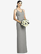 Rear View Thumbnail - Chelsea Gray Draped Blouson Back Chiffon Maxi Dress