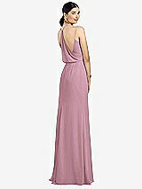 Front View Thumbnail - Dusty Pink Draped Blouson Back Chiffon Maxi Dress