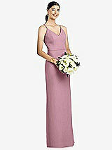 Rear View Thumbnail - Dusty Pink Draped Blouson Back Chiffon Maxi Dress