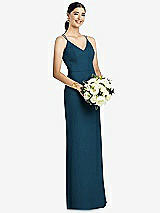 Rear View Thumbnail - Atlantic Blue Draped Blouson Back Chiffon Maxi Dress