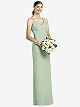 Rear View Thumbnail - Celadon Draped Blouson Back Chiffon Maxi Dress