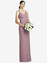 Rear View Thumbnail - Dusty Rose Draped Blouson Back Chiffon Maxi Dress