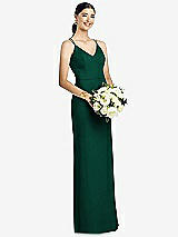 Rear View Thumbnail - Hunter Green Draped Blouson Back Chiffon Maxi Dress