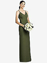 Rear View Thumbnail - Olive Green Draped Blouson Back Chiffon Maxi Dress