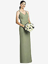 Rear View Thumbnail - Sage Draped Blouson Back Chiffon Maxi Dress