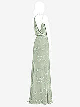 Front View Thumbnail - Vintage Primrose Sage Draped Blouson Back Chiffon Maxi Dress