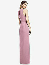 Rear View Thumbnail - Dusty Pink Sleeveless Chiffon Dress with Draped Front Slit