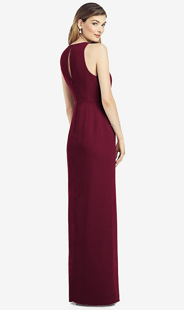 Back View - Cabernet Sleeveless Chiffon Dress with Draped Front Slit