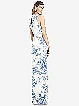 Rear View Thumbnail - Cottage Rose Dusk Blue Sleeveless Chiffon Dress with Draped Front Slit