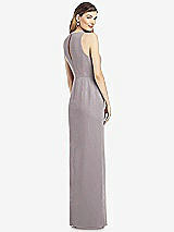 Rear View Thumbnail - Cashmere Gray Sleeveless Chiffon Dress with Draped Front Slit