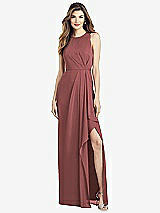 Alt View 1 Thumbnail - English Rose Sleeveless Chiffon Dress with Draped Front Slit