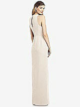 Rear View Thumbnail - Oat Sleeveless Chiffon Dress with Draped Front Slit