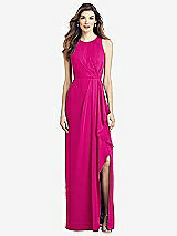 Front View Thumbnail - Think Pink Sleeveless Chiffon Dress with Draped Front Slit