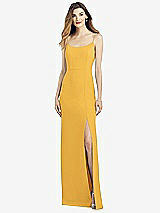 Alt View 1 Thumbnail - NYC Yellow Spaghetti Strap V-Back Crepe Gown with Front Slit